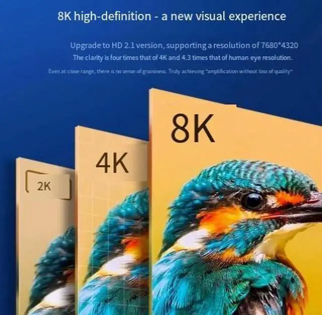 Alt view image 4 of 4 - HDMI 2.1 Cable 8K@60Hz 4K@144Hz, 48Gbps High Speed Cord with Zinc Alloy Shell & Oxygen-Free Copper, Compatible with PS5, Xbox, TV, Monitor and Projector