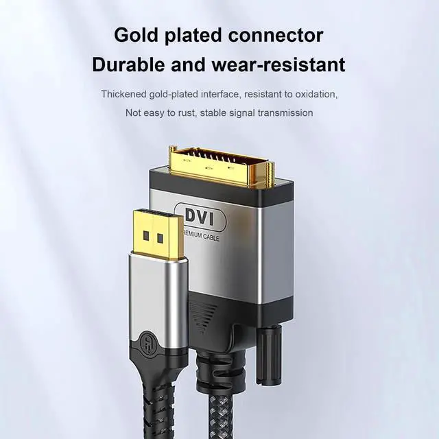 Alt view image 4 of 7 - DisplayPort to VGA Adapter Cable, DP to VGA Braided Cord Supports 4K@30Hz & 1080P, Compatible with Laptop, PC to Monitor, Projector and HDTV