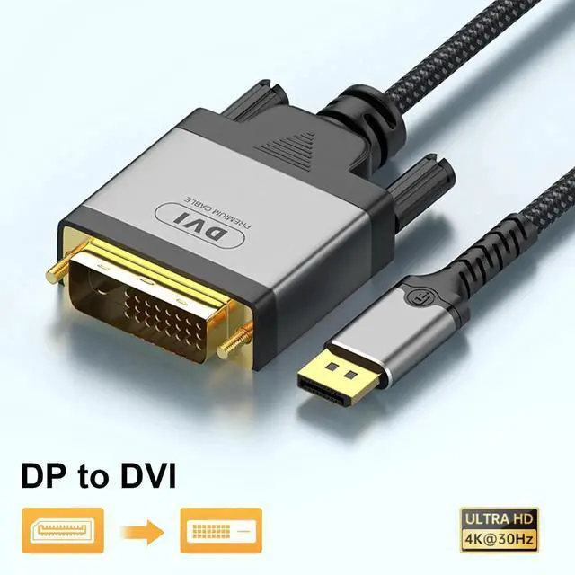 Alt view image 6 of 7 - DisplayPort to VGA Adapter Cable, DP to VGA Braided Cord Supports 4K@30Hz & 1080P, Compatible with Laptop, PC to Monitor, Projector and HDTV