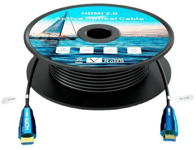 Main image of 1M Fiber Optic HDMI 2.0 Cable, 4K@60Hz High Speed HDMI Cord for TV Box, Projector, PS4 & Large Screen TV, Ideal for Conduit Installation