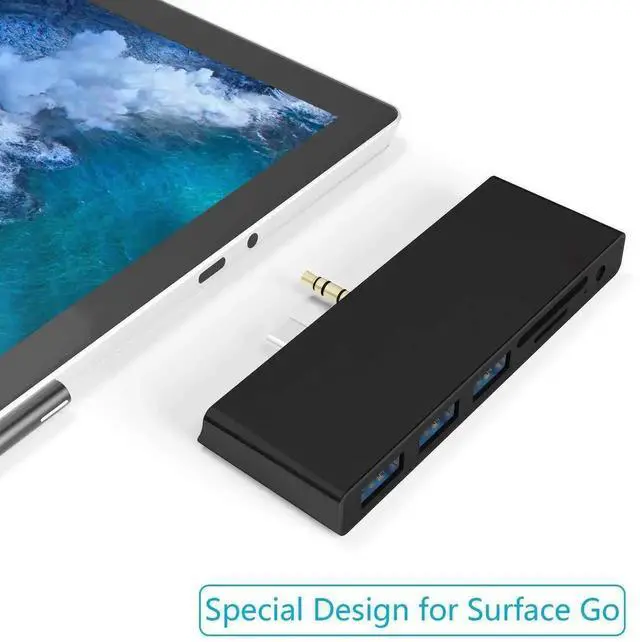 Alt view image 4 of 7 - 6-in-1 USB C Docking Station for Surface Go, Multiport USB Hub Adapter Dongle with 3×USB 3.0, 3.5mm Audio Jack, SD & TF Card Reader