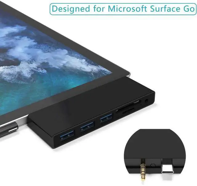 Alt view image 2 of 7 - 6-in-1 USB C Docking Station for Surface Go, Multiport USB Hub Adapter Dongle with 3×USB 3.0, 3.5mm Audio Jack, SD & TF Card Reader