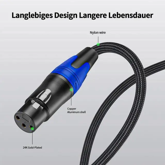 Alt view image 4 of 4 - USB Type-C to XLR Female Audio Cable, 24K Gold-Plated Connector, Nylon Braided USB C to XLR Cord for Microphone, Mixer, Guitar, Amplifier and Audio Recording Interface