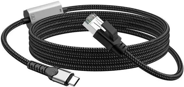 Main image of USB-C to Gigabit Ethernet Adapter Cable 1000Mbps, 1.2M Length, Aluminum Alloy Shell, Nylon Braided Cord, Type-C to RJ45 LAN Network Adapter for Laptop, PC, Tablet, Smartphone Stable Wired Network Conn