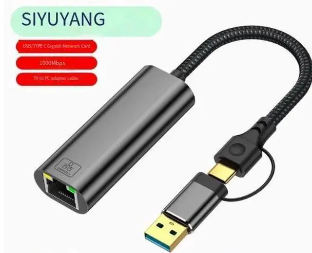 Main image of 2-in-1 USB 3.0 & USB-C to 2.5G Ethernet Adapter, 2500Mbps RJ45 LAN Network Dongle, Plug and Play Wired Network Converter Compatible with Laptops, Desktop PCs, Tablets and USB OTG Supported Smartphones