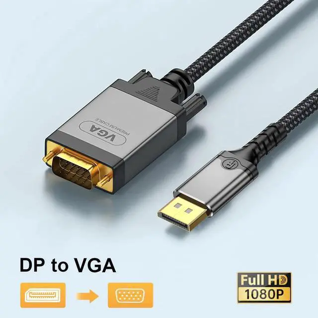 Alt view image 5 of 6 - DisplayPort to VGA Cable Supports 1080P Full HD, Gold-Plated Connectors, Plug and Play DP to VGA Video Cord, Compatible with Laptops, Desktop PCs, Thunderbolt Adapters Connect to Monitors, Projectors