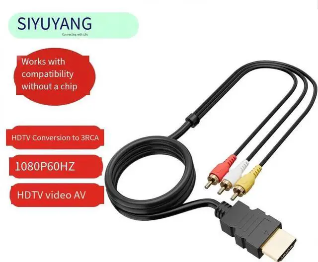 Main image of 1.5m (5FT) HDMI to 3RCA Composite AV Cable, Gold-Plated Connectors, HDMI to RCA Audio Video Cord for DVD Players, Set-Top Boxes and Media Players Connecting to TV (Requires Source Device with Built-in