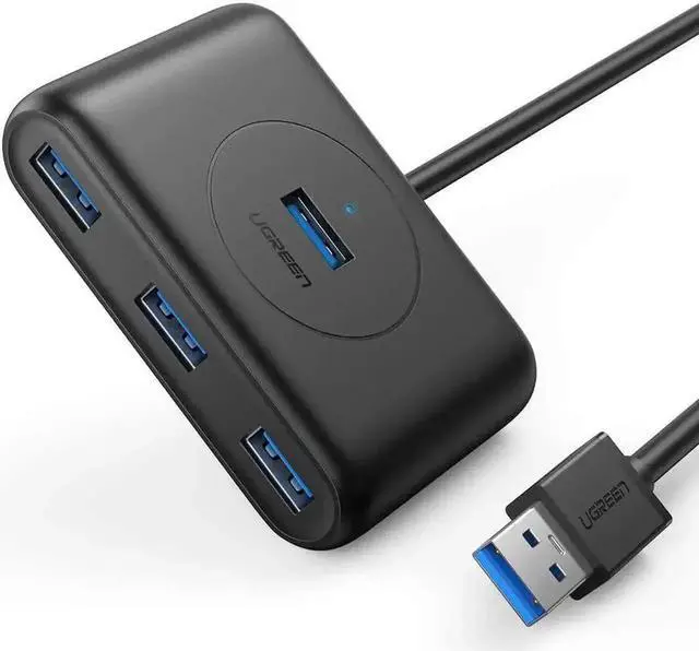 Main image of UGREEN 4 Port USB 3.0 Data Hub with 3ft Portable Extension Cable, 5Gbps High Speed USB Splitter, Plug & Play, Black, Compatible with MacBook Air, Mac Mini, iMac Pro, Microsoft Surface and Ultrabooks