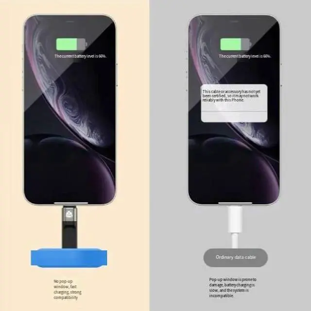 Alt view image 2 of 4 - USB-C to Lightning Cable, 20W PD Fast Charging 13cm Short Cord with E-Marker Chip Aluminum Alloy Connector for iPhone 14 13 12 iPad