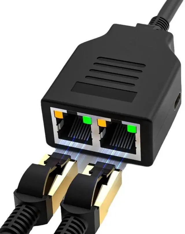 Alt view image 2 of 4 - Gigabit Ethernet Splitter 1 to 2 RJ45 Network Splitter, 1000Mbps High Speed, USB Powered, Up to 100m Transmission, for PC, TV Box, Router