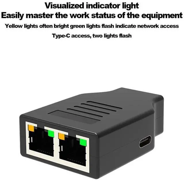 Main image of Gigabit Ethernet Splitter 1 to 2 RJ45 Network Splitter, 1000Mbps High Speed, USB Powered, Up to 100m Transmission, for PC, TV Box, Router