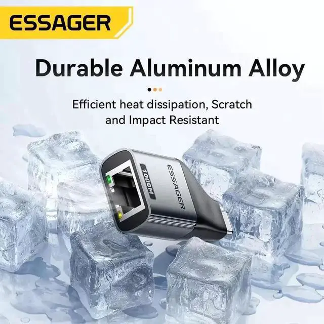Alt view image 4 of 7 - Essager Type-C to Gigabit Ethernet Adapter, 1000Mbps Driver-Free Plug and Play, Stable Wired Network for Work and Entertainment