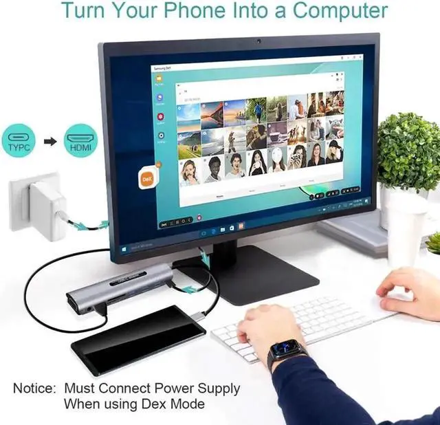 Alt view image 7 of 7 - 9 in 1 Multiport USB C Hub, USB-C Dongle with 4K HDMI, VGA, USB 3.0, PD Charging, 3.5mm Audio, TF Card Reader, Portable Docking Station for MacBook