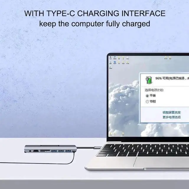 Alt view image 4 of 7 - 9 in 1 Multiport USB C Hub, USB-C Dongle with 4K HDMI, VGA, USB 3.0, PD Charging, 3.5mm Audio, TF Card Reader, Portable Docking Station for MacBook