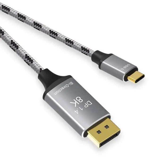 Alt view image 4 of 4 - USB-C to DisplayPort 1.4 Cable, 8K@60Hz Bi-Directional Transmission, Type-C to DP Cord for Laptop, MacBook, Phone, Tablet to Monitor & Projector
