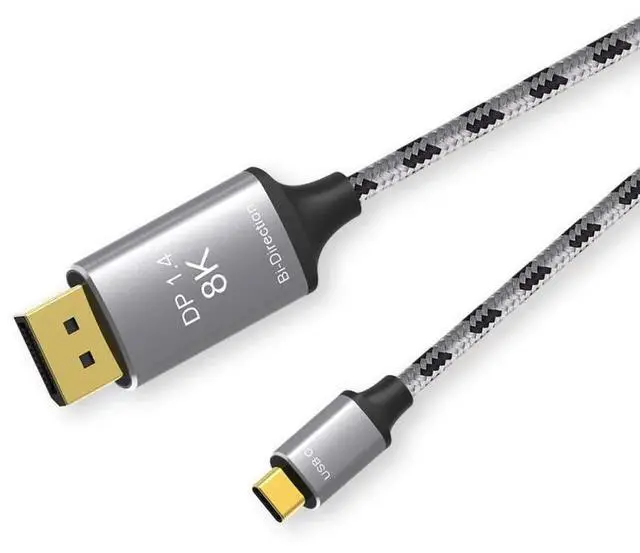 Alt view image 2 of 4 - USB-C to DisplayPort 1.4 Cable, 8K@60Hz Bi-Directional Transmission, Type-C to DP Cord for Laptop, MacBook, Phone, Tablet to Monitor & Projector