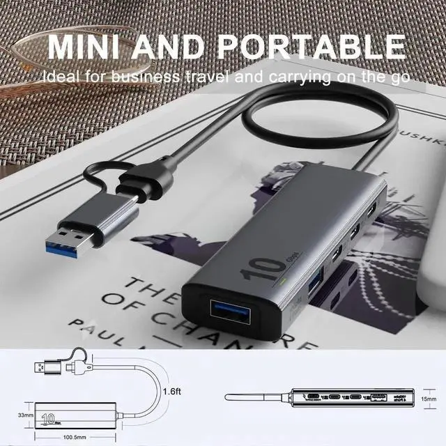 Alt view image 2 of 7 - 10Gbps USB C Hub, USB 3.2 Gen 2 Splitter with 2 USB-A + 2 USB-C Ports, Data Transfer Only, Not Support Charging & Video Output
