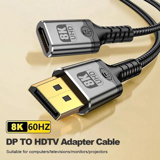 Alt view image 6 of 6 - DisplayPort to HDMI Cable, Supports 8K@60Hz HDR & 4K@144Hz, DP to HDMI Cord for Laptop, PC, Monitor, Projector and HDTV