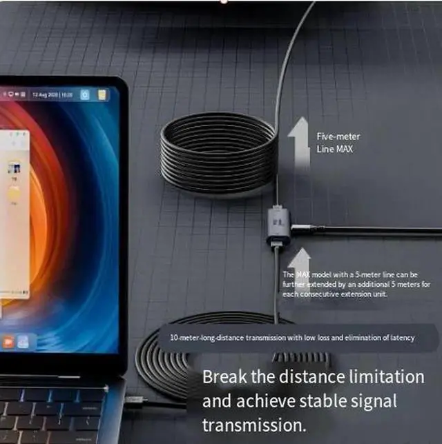 Alt view image 4 of 4 - USB 3.2 Active Extension Cable 10M 33FT, 5Gbps Data Transfer, 15W Charging, Built-in Signal Booster, Plug & Play USB Extender for Webcam, Printer, Wi-Fi Adapter and USB-C Devices