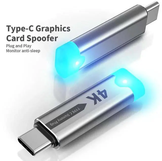 Alt view image 5 of 6 - USB Type-C Virtual Display Adapter 4K@60Hz, EDID Emulator Headless Ghost Display Dongle, Plug & Play Virtual Monitor for Remote Desktop, GPU Mining, Game Hosting and Server Management