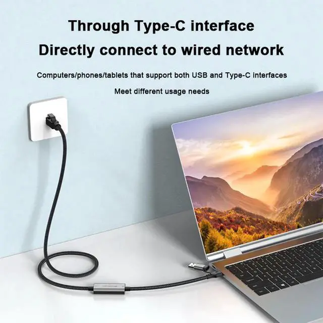 Alt view image 4 of 6 - 2-in-1 USB 3.0 & USB-C Gigabit Ethernet Adapter, 1000Mbps LAN Network Dongle with 100W PD Pass-Through Charging, Wired Network Converter for Laptops, PCs, Tablets and Smartphones