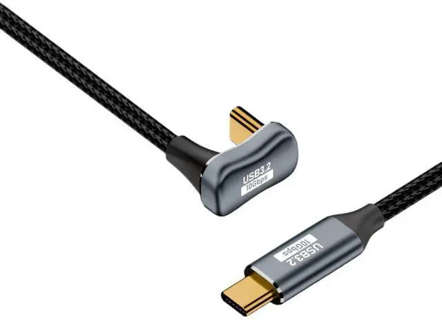 Main image of U-Shaped Right Angle USB-C Cable, USB 3.2 Gen 2 10Gbps Data Transfer, 100W PD Charging, 4K@60Hz Video Output, Type-C U Bend Cord for Laptop, Smartphone, VR, SSD and Docking Station