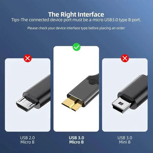 Alt view image 4 of 7 - 1M (3.3FT) USB-C to USB 3.0 Micro-B Cable, 10Gbps High Speed Data Cord, Compatible with 4TB Portable Hard Drives, for External HDD, SSD, Digital Cameras and Tablets