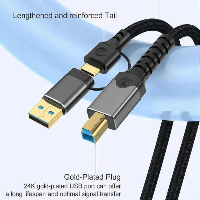 Alt view image 4 of 5 - 0.5M (1.6FT) USB 3.0 Printer Cable, USB-A to USB-B 3.0 Cord, 5Gbps High Speed Data Transfer, Compatible with Printers, External Hard Drives, DAC, Scanners and USB 3.0 Hubs