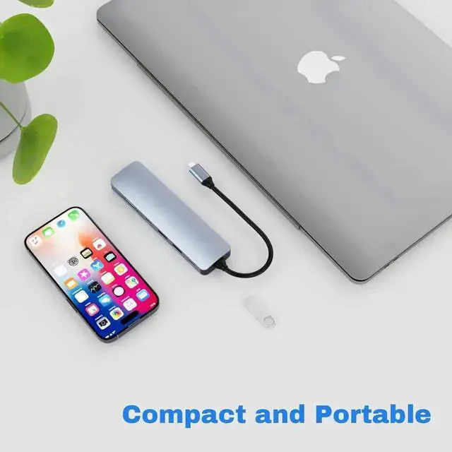 Alt view image 4 of 7 - 7-in-1 USB-C Multiport Hub, HDMI Adapter with SD/TF Card Reader, 2 USB 3.0 Ports, 100W PD Charging, Portable USB-C Docking Dongle for MacBook Pro and All USB-C Laptops