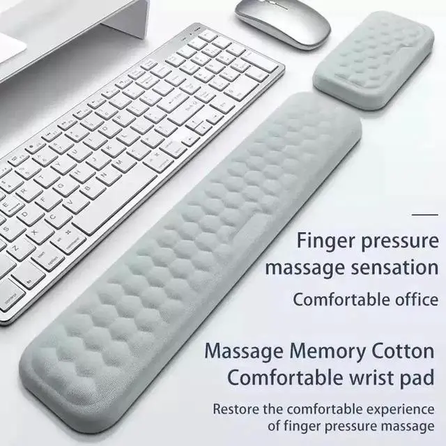 Alt view image 5 of 6 - Ergonomic Keyboard and Mouse Wrist Rest Set, Breathable Memory Foam with Massage Pattern, Skin-Friendly Sweat-Proof Wrist Support Cushion, All-Season Hand Rest for Office Workers, Typists & Gamers