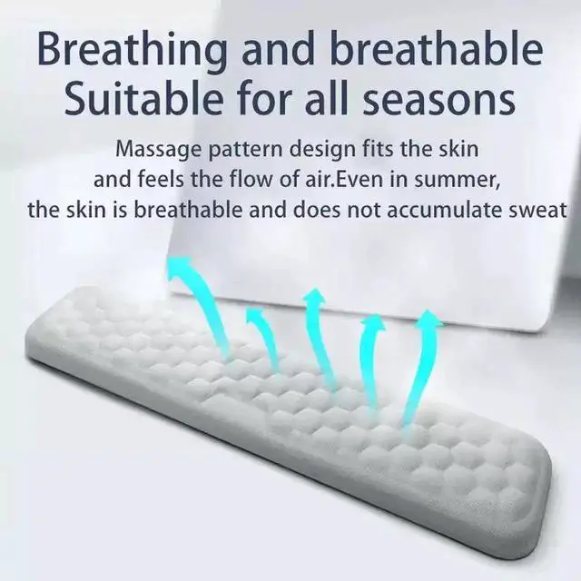Alt view image 2 of 6 - Ergonomic Keyboard and Mouse Wrist Rest Set, Breathable Memory Foam with Massage Pattern, Skin-Friendly Sweat-Proof Wrist Support Cushion, All-Season Hand Rest for Office Workers, Typists & Gamers