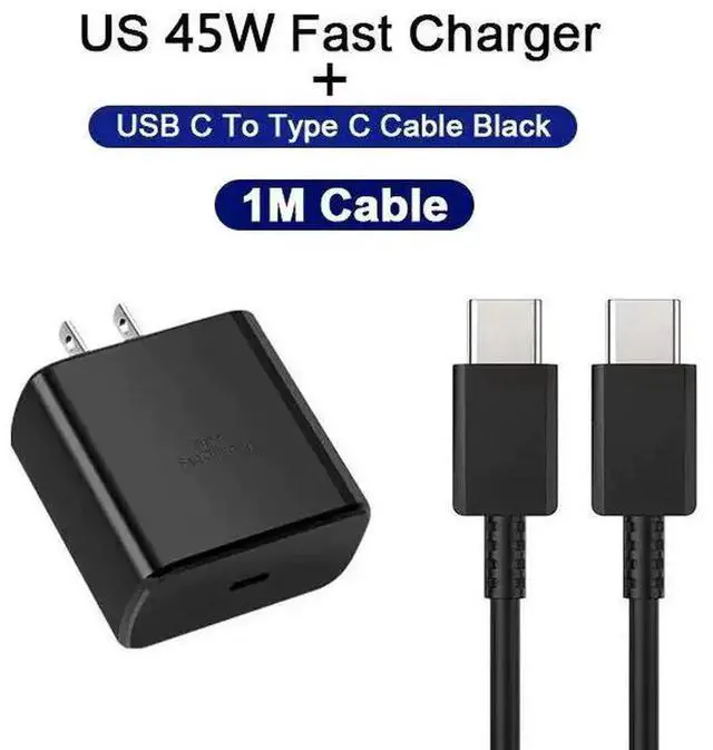 Main image of 45W PD Super Fast Charger 2 in 1 Set, USB-C Fast Power Adapter US Black Plug Compatible with Samsung Galaxy S24 S23