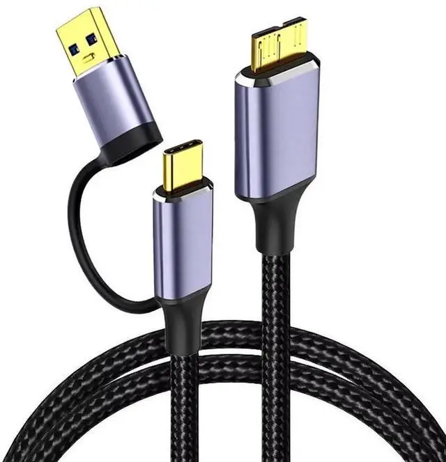 Main image of USB-C to USB 3.0 Micro-B 2-in-1 Cable, 5Gbps High Speed Data Transfer Cord for External HDD, SSD, Portable Drive and Smartphone