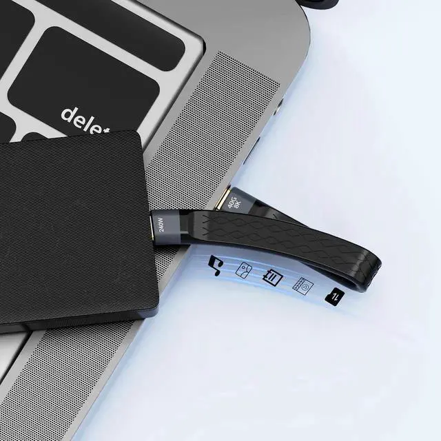 Alt view image 4 of 4 - USB4 Flexible Flat Type-C to Type-C Cable, 40Gbps Data Transfer, 240W PD Fast Charging, 8K@60Hz Video Output, Thunderbolt 3/4 Compatible, for Laptop, Monitor and Docking Station