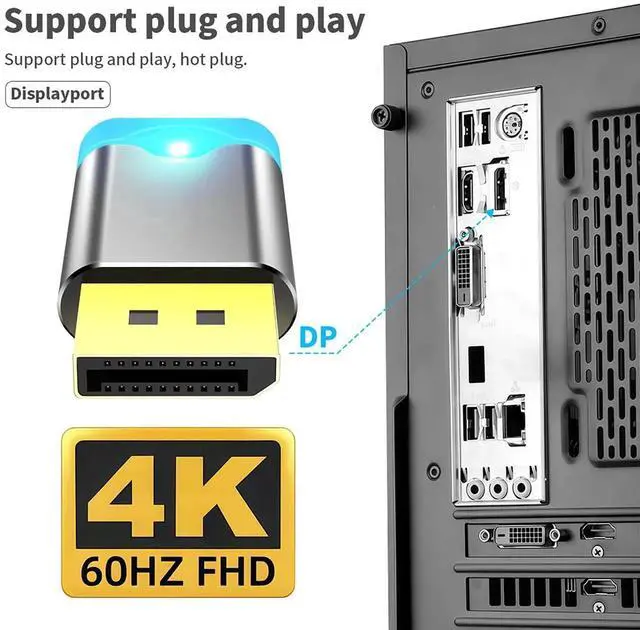 Main image of DisplayPort DP Virtual Monitor Adapter, 4K@60Hz EDID Emulator, Headless Ghost Display Emulator for Remote Desktop, GPU Mining and Multi-Monitor Simulation