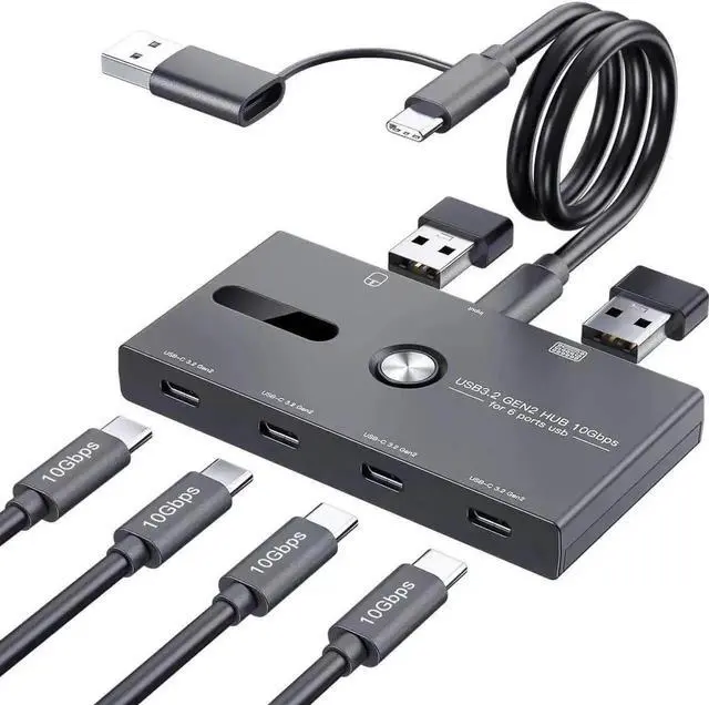 Main image of 10Gbps USB C Hub, 6-Port USB-C Splitter, USB 3.2 Type-C Multiport Adapter for PC, Laptop, MacBook Pro/Air, iMac, Surface Pro, Chromebook, Hub Only, Not Support Charging & Video Output