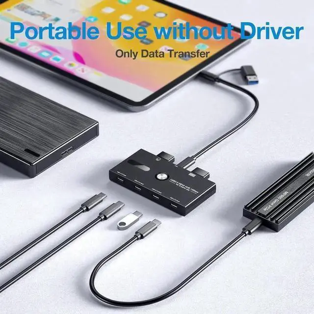 Alt view image 6 of 7 - 10Gbps USB C Hub, 6-Port USB-C Splitter, USB 3.2 Type-C Multiport Adapter for PC, Laptop, MacBook Pro/Air, iMac, Surface Pro, Chromebook, Hub Only, Not Support Charging & Video Output