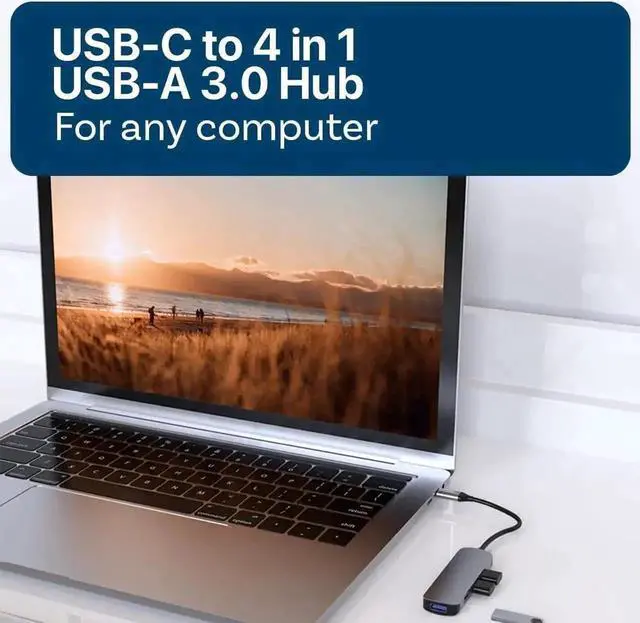 Alt view image 6 of 7 - 4-in-1 USB-C Hub Splitter, USB 3.0 5Gbps USB-A Multiport Adapter, Aluminum Portable USB Data Hub Compatible with MacBook, iPad Air/Pro, Dell, Samsung and More USB-C Devices