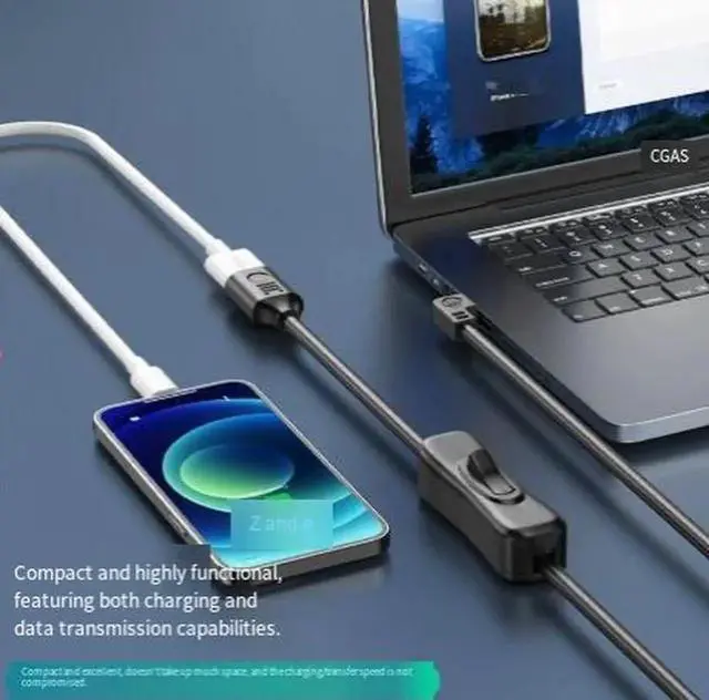 Alt view image 2 of 4 - USB 2.0 Right-Angle Extension Cable 0.15M (6 Inch), Male to Female USB Cord with On/Off Switch, L-Shaped USB Extension for Fan, Dash Cam, LED Light Strip and USB Powered Devices