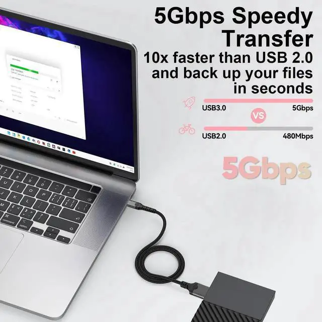 Alt view image 3 of 6 - USB 3.0 Extension Cable Male to Female, 5Gbps High Speed Data Transfer, 10x Faster Than USB 2.0, Suitable for Camera, Hard Drive, Keyboard, Mouse and Charging