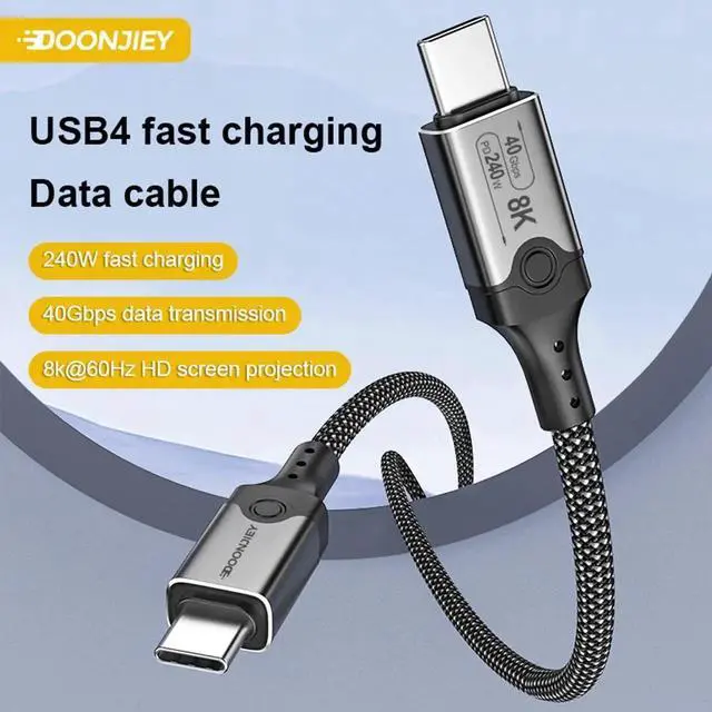 Alt view image 5 of 6 - USB4 Type-C to Type-C Cable, 240W PD Charging, 40Gbps Data Transfer, 8K@60Hz Video Output, Thunderbolt 4 Compatible, for Laptop, Smartphone, Monitor and Docking Station