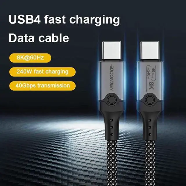 Alt view image 3 of 6 - USB4 Type-C to Type-C Cable, 240W PD Charging, 40Gbps Data Transfer, 8K@60Hz Video Output, Thunderbolt 4 Compatible, for Laptop, Smartphone, Monitor and Docking Station