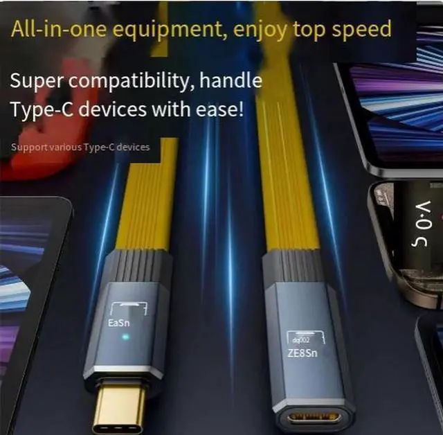 Alt view image 2 of 4 - USB-C Male to Female Extension Cable, 20Gbps Data Transfer, 100W PD Fast Charging, 8K@60Hz Video Output, Type-C Extension Cord Compatible with Laptop, Phone, Tablet, Monitor and Portable SSD