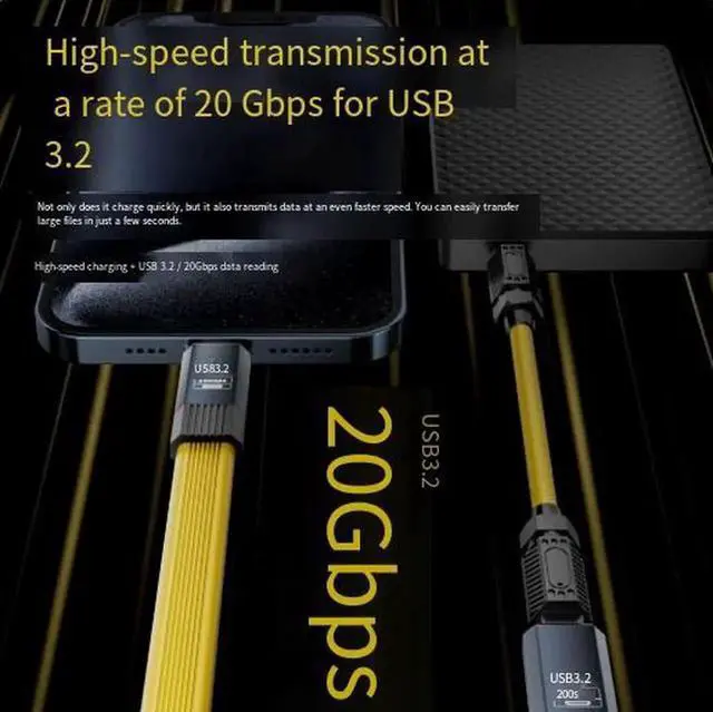 Alt view image 3 of 4 - USB-C Male to Female Extension Cable, 20Gbps Data Transfer, 100W PD Fast Charging, 8K@60Hz Video Output, Type-C Extension Cord Compatible with Laptop, Phone, Tablet, Monitor and Portable SSD