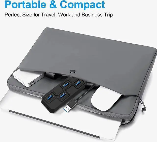 Alt view image 5 of 7 - 4-Port USB 3.0 Hub, Ultra-Slim USB Data Hub, High Speed USB Port Expander, Portable USB Splitter Compatible with MacBook, Mac Pro, Mac Mini, iMac, Surface Pro, XPS, PC, Flash Drive, Mobile Hard Drive