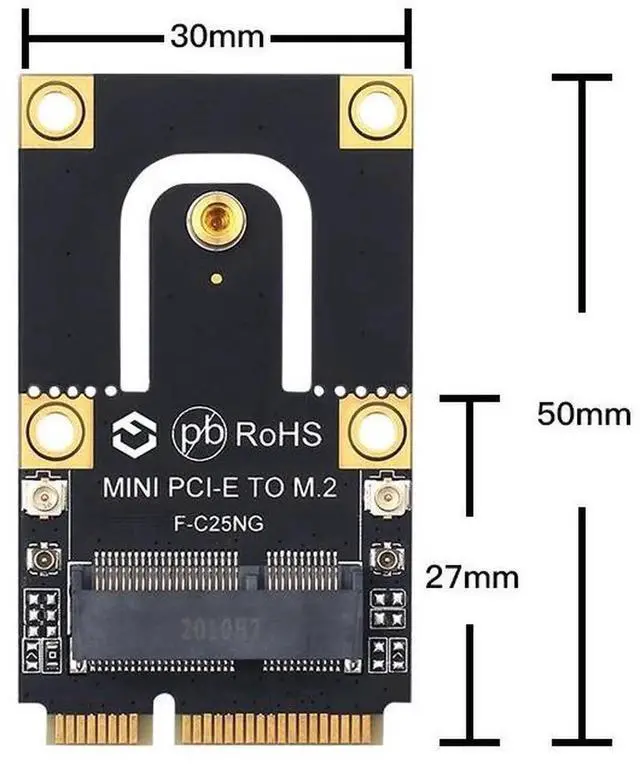 Main image of M.2 NGFF to Mini PCIe Adapter, Convert M.2 Key A/E Wireless Network Card to Mini PCIe Slot, Compatible with Intel AX210 AX200 9260, Killer, Broadcom WiFi Card for Laptop Desktop