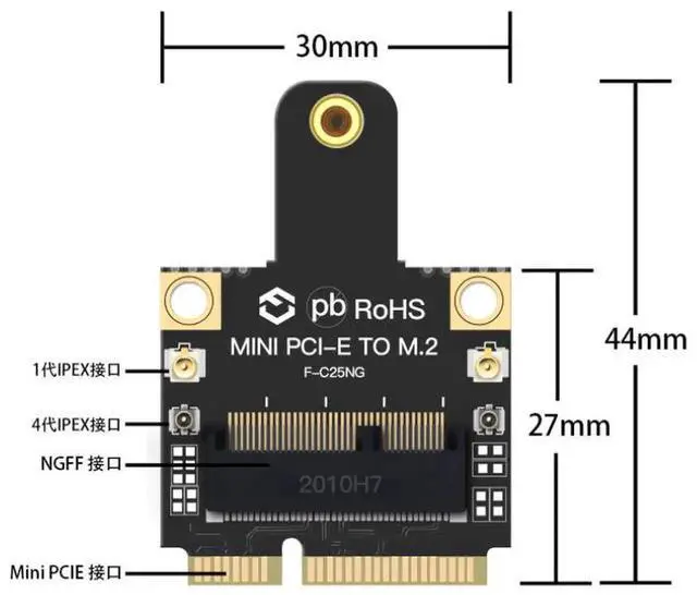 Alt view image 3 of 3 - M.2 NGFF to Mini PCIe Adapter, Convert M.2 Key A/E Wireless Network Card to Mini PCIe Slot, Compatible with Intel AX210 AX200 9260, Killer, Broadcom WiFi Card for Laptop Desktop