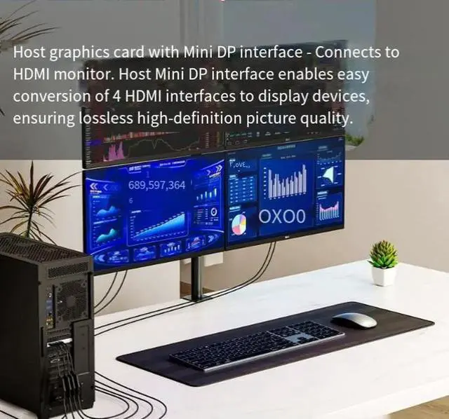 Alt view image 3 of 3 - Mini DisplayPort to HDMI Active Adapter, 4K@60Hz Resolution, AMD Eyefinity Supported, Mini DP to HDMI Converter for Laptop, MacBook, Microsoft Surface Connecting to TV, Monitor