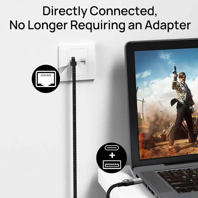 Alt view image 4 of 6 - 2-in-1 USB 3.0 & Type-C to Gigabit Ethernet Adapter, 1000Mbps Network Speed, 1M Braided Cable with Aluminum Alloy Shell, USB-C/USB A to RJ45 LAN Converter for Laptop, PC, Tablet and Smartphone