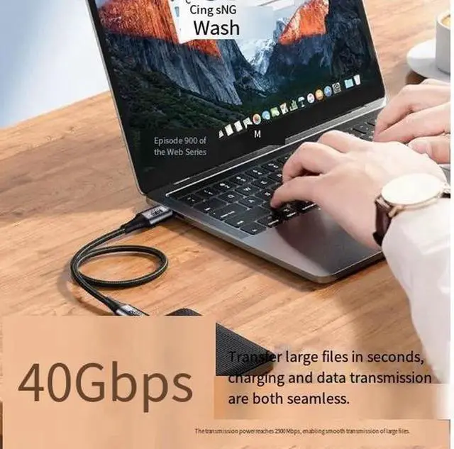 Alt view image 2 of 4 - USB4 Cable 40Gbps Data Transfer, 100W PD Fast Charging, 8K@60Hz Video Output, Thunderbolt 4 Compatible USB-C Cable for Laptop, Portable SSD, eGPU, Docking Station and Monitor